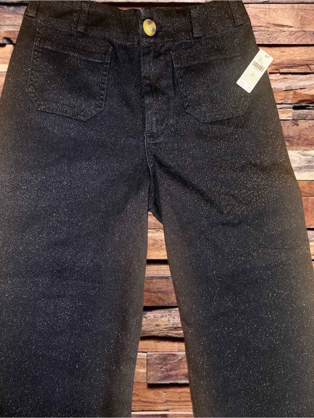 NWT Anthropologie Maeve Colette Sparkle High-Rise Wide-Leg Cropped Jeans